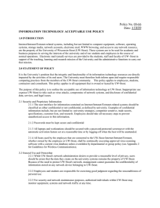 Policy No. 09-66 Date: 3/10/09 INFORMATION TECHNOLOGY ACCEPTABLE USE POLICY