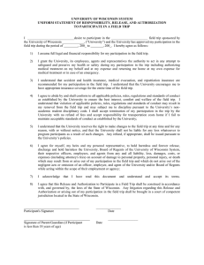 UNIVERSITY OF WISCONSIN SYSTEM UNIFORM STATEMENT OF RESPONSIBILITY, RELEASE, AND AUTHORIZATION