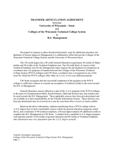 TRANSFER ARTICULATION AGREEMENT University of Wisconsin – Stout between