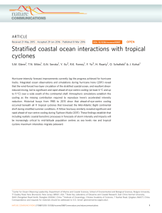 Stratiﬁed coastal ocean interactions with tropical cyclones ARTICLE S.M. Glenn