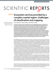 Ecosystem services provided by a complex coastal region: challenges www.nature.com/scientificreports