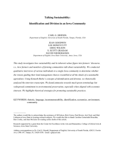 Talking Sustainability: Identification and Division in an Iowa Community  CARL G. HERNDL