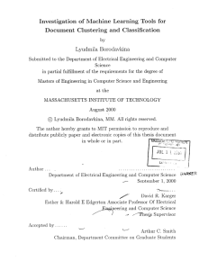 Investigation  of  Machine  Learning  Tools ... Document  Clustering  and  Classification Lyudmila  Borodavkina