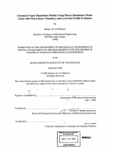 Chemical  Vapor Deposition  Models  Using  Direct ... Carlo with Non-Linear  Chemistry and Level  Set Profile ...