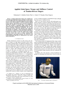 Applied Joint-Space Torque and Stiffness Control of Tendon-Driven Fingers