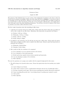 CSE 331, Introduction to Algorithm Analysis and Design Fall 2009 Feedback Form