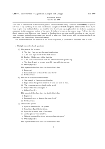 CSE331, Introduction to Algorithm Analysis and Design Fall 2009 Feedback Form