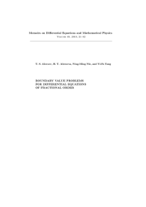 Memoirs on Differential Equations and Mathematical Physics BOUNDARY VALUE PROBLEMS