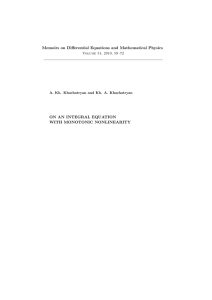 Memoirs on Differential Equations and Mathematical Physics ON AN INTEGRAL EQUATION