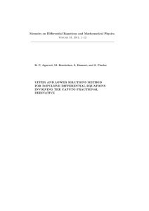 Memoirs on Differential Equations and Mathematical Physics FOR IMPULSIVE DIFFERENTIAL EQUATIONS