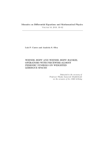 Memoirs on Differential Equations and Mathematical Physics WIENER–HOPF AND WIENER–HOPF–HANKEL