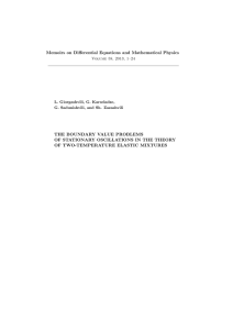 Memoirs on Differential Equations and Mathematical Physics THE BOUNDARY VALUE PROBLEMS