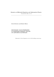 Memoirs on Differential Equations and Mathematical Physics BOUNDARY VALUE PROBLEMS