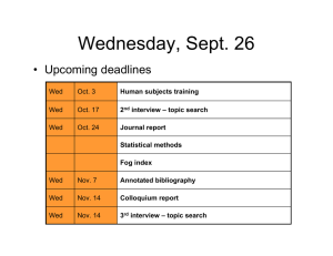 Wednesday, Sept. 26 • Upcoming deadlines