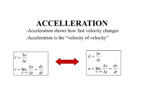 ACCELLERATION -Acceleration shows how fast velocity changes v