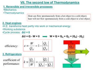 VII. The second low of Thermodynamics 1. Reversible and irreversible processes •Mechanics •Thermodynamics