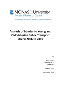 Analysis of Injuries to Young and Old Victorian Public Transport