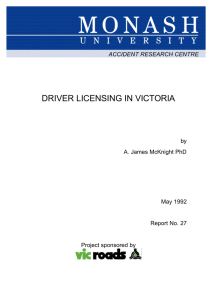 DRIVER LICENSING IN VICTORIA by A. James McKnight PhD