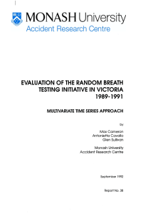EVALUATION OF THE RANDOM BREATH TESTING INITIATIVE IN VICTORIA 1989-1991