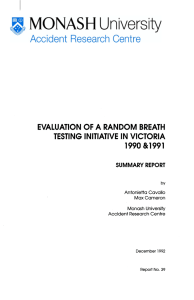 1990 &amp;1991 EVALUATION OF A RANDOM BREATH TESTING INITIATIVE IN VICTORIA SUMMARY