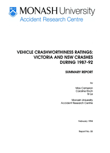 DURING 1987-92 VEHICLE CRASHWORTHINESS RATINGS: VICTORIA AND NSW CRASHES SUMMARY