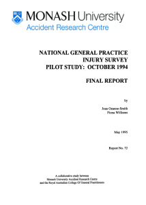 FINAL REPORT NATIONAL GENERAL PRACTICE INJURY SURVEY PILOT STUDY: OCTOBER 1994