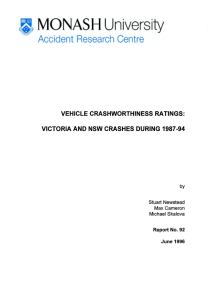 VEHICLE CRASHWORTHINESS RATINGS: VICTORIA AND NSW CRASHES DURING 1987-94 1996 June