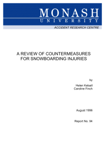 A REVIEW OF COUNTERMEASURES FOR SNOWBOARDING INJURIES by Helen Kelsall
