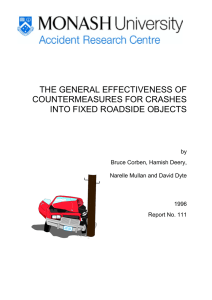 THE GENERAL EFFECTIVENESS OF COUNTERMEASURES FOR CRASHES INTO FIXED ROADSIDE OBJECTS by