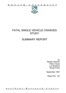 FATAL SINGLE VEHICLE CRASHES STUDY  SUMMARY REPORT