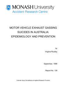 MOTOR VEHICLE EXHAUST GASSING SUICIDES IN AUSTRALIA: EPIDEMIOLOGY AND PREVENTION by