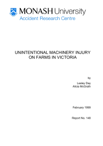 UNINTENTIONAL MACHINERY INJURY ON FARMS IN VICTORIA by Lesley Day