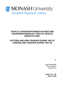 VEHICLE CRASHWORTHINESS RATINGS AND CRASHWORTHINESS BY YEAR OF VEHICLE MANUFACTURE: