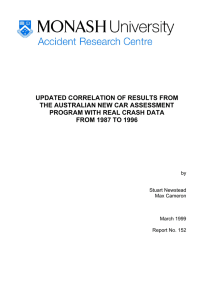 UPDATED CORRELATION OF RESULTS FROM THE AUSTRALIAN NEW CAR ASSESSMENT