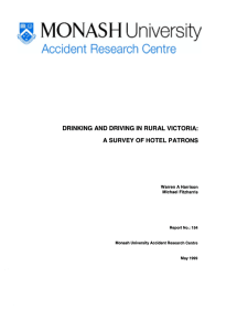 DRINKING AND DRIVING IN RURAL VICTORIA: A SURVEY OF HOTEL PATRONS