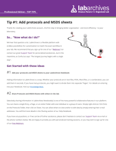 Tip #1: Add protocols and MSDS sheets