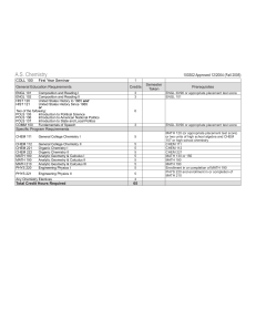 A.S. Chemistry 100302 Approved 12/2004 (Fall 2005) General Education Requirements