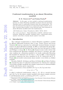 Conformal transformation in an almost Hermitian manifold Novi Sad J. Math.