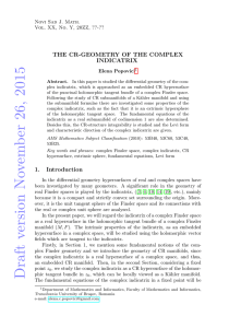 THE CR-GEOMETRY OF THE COMPLEX INDICATRIX Novi Sad J. Math.