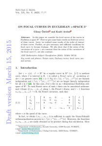 ON FOCAL CURVES IN EUCLIDEAN R Novi Sad J. Math.