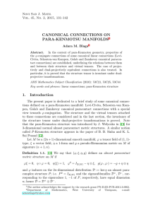 CANONICAL CONNECTIONS ON PARA-KENMOTSU MANIFOLDS Novi Sad J. Math.