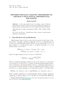 DISTRIBUTIONALLY CHAOTIC PROPERTIES OF ABSTRACT FRACTIONAL DIFFERENTIAL EQUATIONS Novi Sad J. Math.