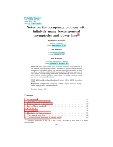 Notes on the occupancy problem with infinitely many boxes: general ∗ Alexander Gnedin