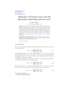 Moments of Gamma type and the Brownian supremum process area ∗ Svante Janson