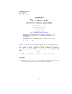 Erratum: Three theorems in discrete random geometry Geoffrey Grimmett
