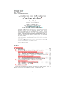 Localization and delocalization ∗ s Yvan Velenik