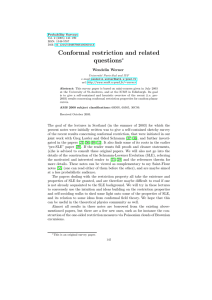 Conformal restriction and related questions ∗ Wendelin Werner