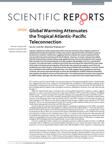Global Warming Attenuates the Tropical Atlantic-Pacific Teleconnection www.nature.com/scientificreports