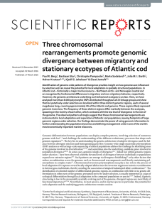 Three chromosomal rearrangements promote genomic divergence between migratory and