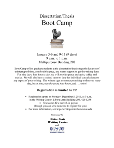 Boot Camp Dissertation/Thesis  January 3-6 and 9-13 (9 days)